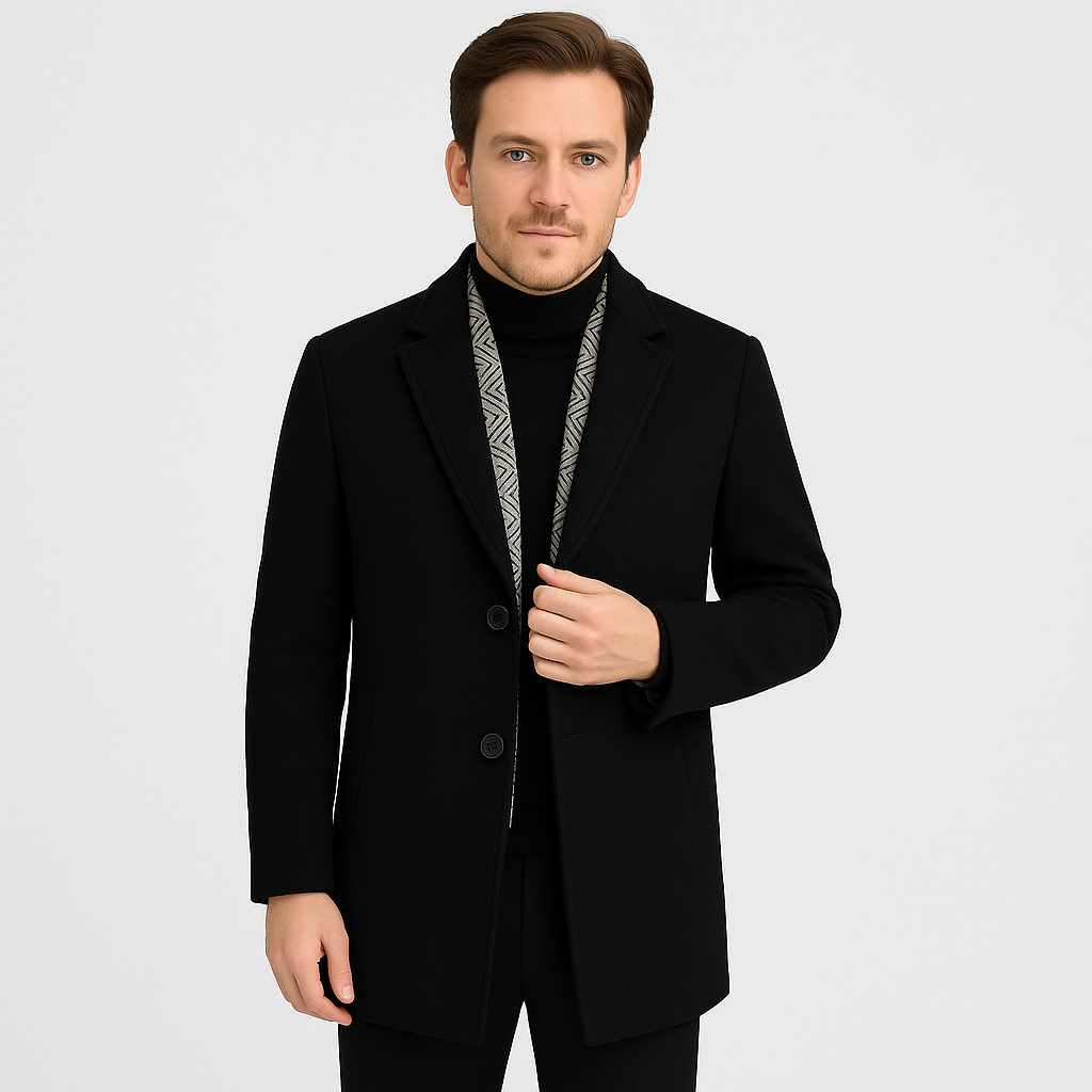 Privazz - Winterjas in Tweed met Revers voor Mannen, Gevoerd met Witte Eendendons