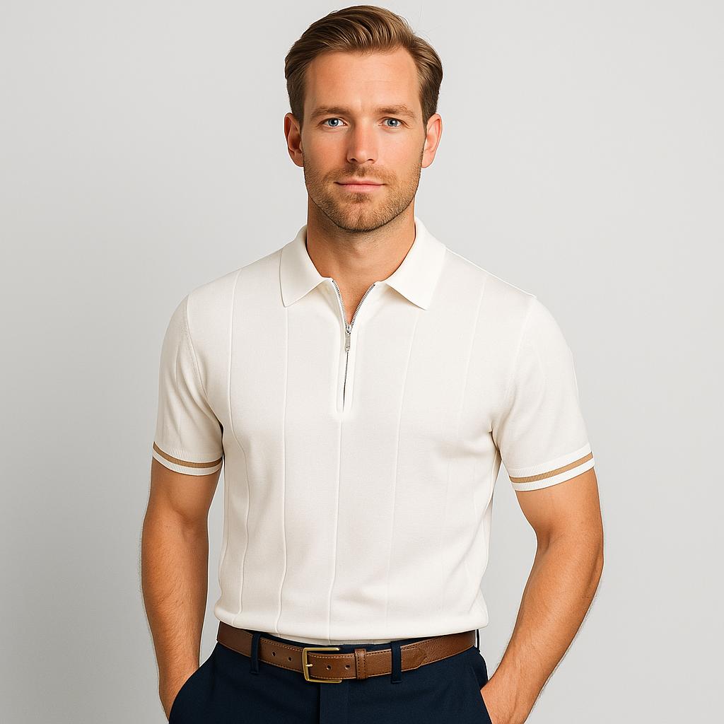 Privazz – Slim Fit Herenpolo met Rits – Minimalistische Stijl en Comfort voor Elke Gelegenheid