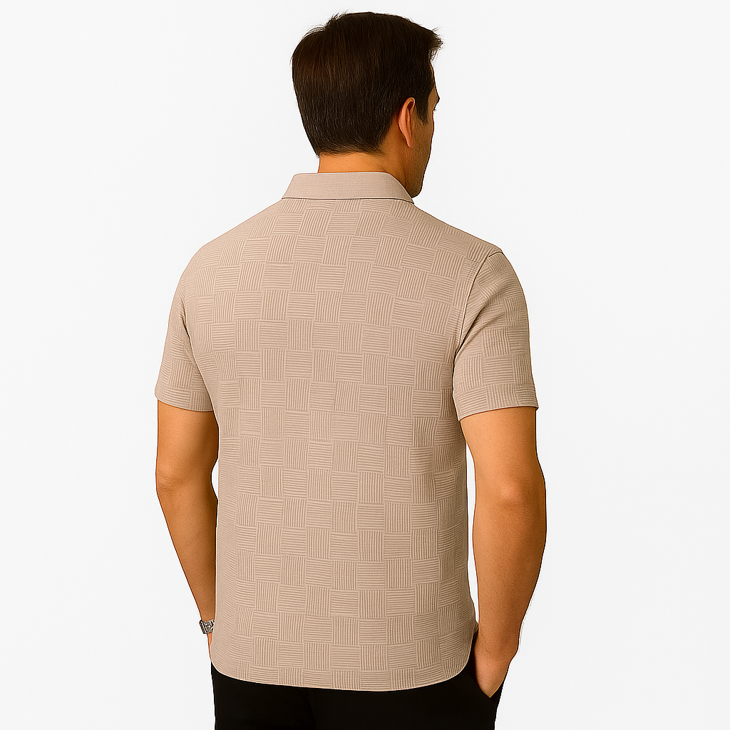 Privazz - Herenshirt met Geometrische Print en Textuurstof