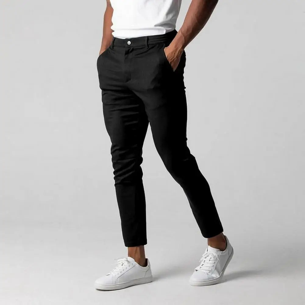 Privazz - Heren Slim Fit Chino Broek Lichtgrijs