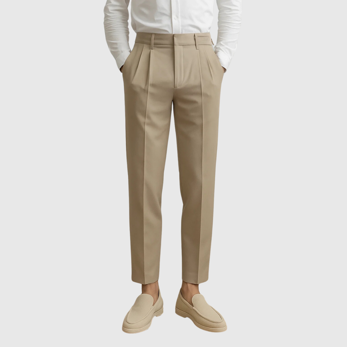Privazz - Heren Pantalon met Plooi in Lichtbeige