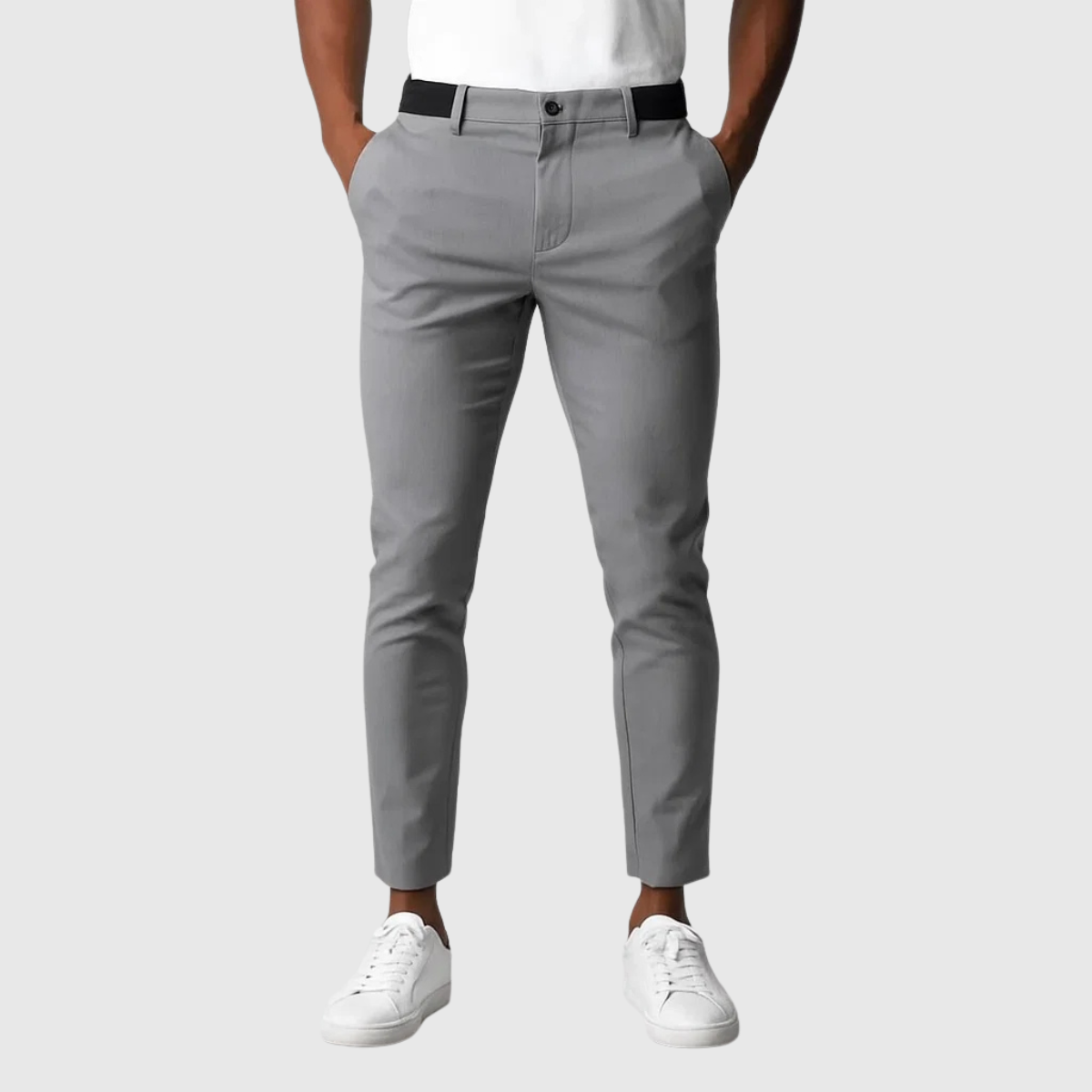 Privazz - Heren Slim Fit Chino Broek Lichtgrijs