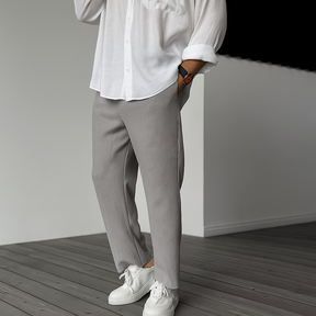 SOFT LUXURY - Rechte herenbroek - Hoge taille, losse pasvorm, effen kleur, comfortabel en modieus - Voor lente en herfst