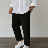 SOFT LUXURY - Rechte herenbroek - Hoge taille, losse pasvorm, effen kleur, comfortabel en modieus - Voor lente en herfst