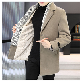 Privazz - Winterjas in Tweed met Revers voor Mannen, Gevoerd met Witte Eendendons