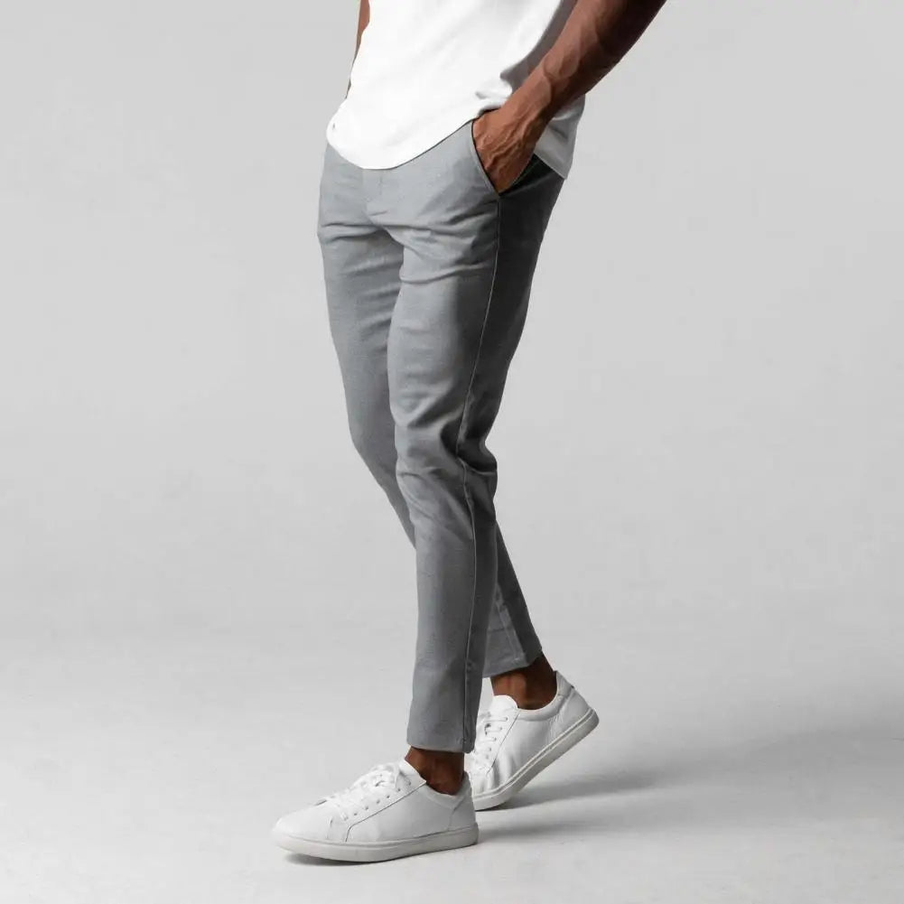 Privazz - Heren Slim Fit Chino Broek Lichtgrijs