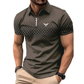 Privazz - Herenpolo met Geometrische Print en Rits – Stijlvol en Comfortabel voor Elke Dag
