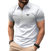 Privazz - Herenpolo met Geometrische Print en Rits – Stijlvol en Comfortabel voor Elke Dag