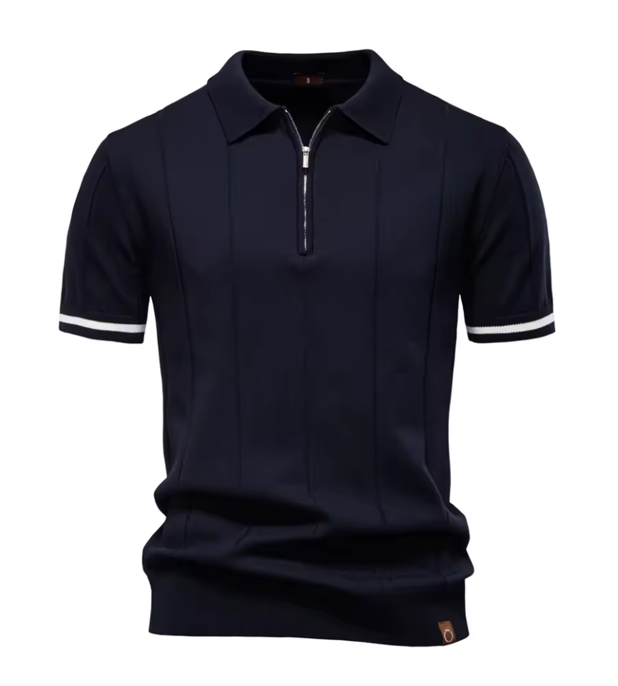 Privazz – Slim Fit Herenpolo met Rits – Minimalistische Stijl en Comfort voor Elke Gelegenheid