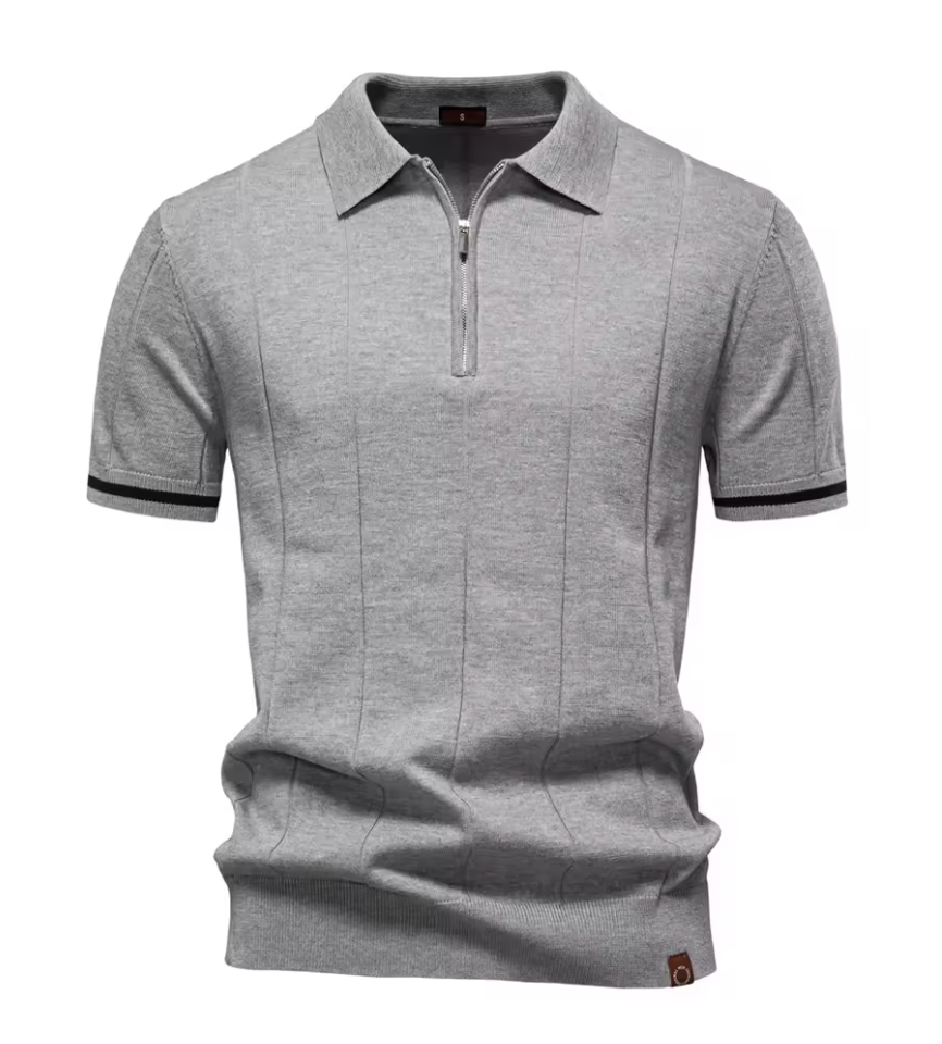 Privazz – Slim Fit Herenpolo met Rits – Minimalistische Stijl en Comfort voor Elke Gelegenheid