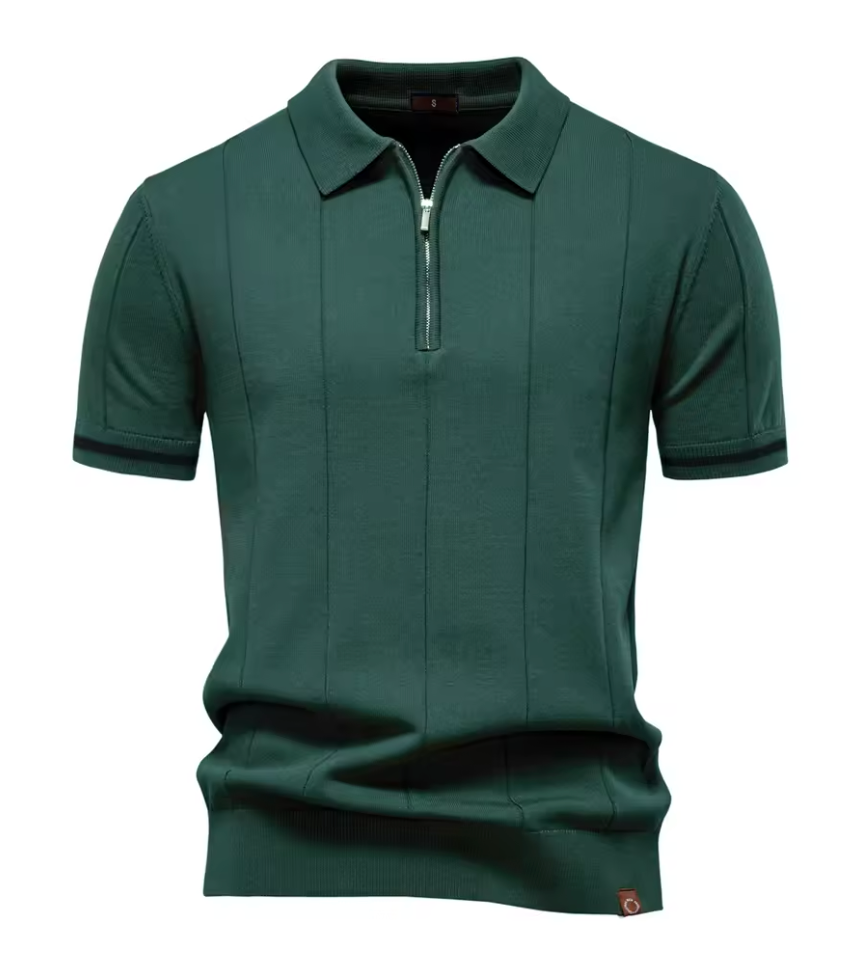 Privazz – Slim Fit Herenpolo met Rits – Minimalistische Stijl en Comfort voor Elke Gelegenheid
