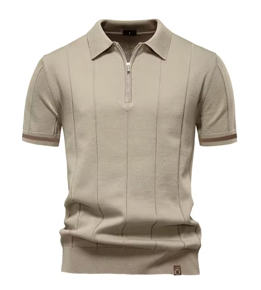 Privazz – Slim Fit Herenpolo met Rits – Minimalistische Stijl en Comfort voor Elke Gelegenheid