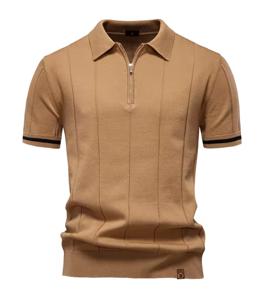 Privazz – Slim Fit Herenpolo met Rits – Minimalistische Stijl en Comfort voor Elke Gelegenheid