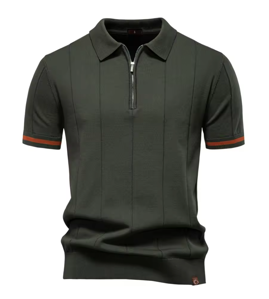 Privazz – Slim Fit Herenpolo met Rits – Minimalistische Stijl en Comfort voor Elke Gelegenheid