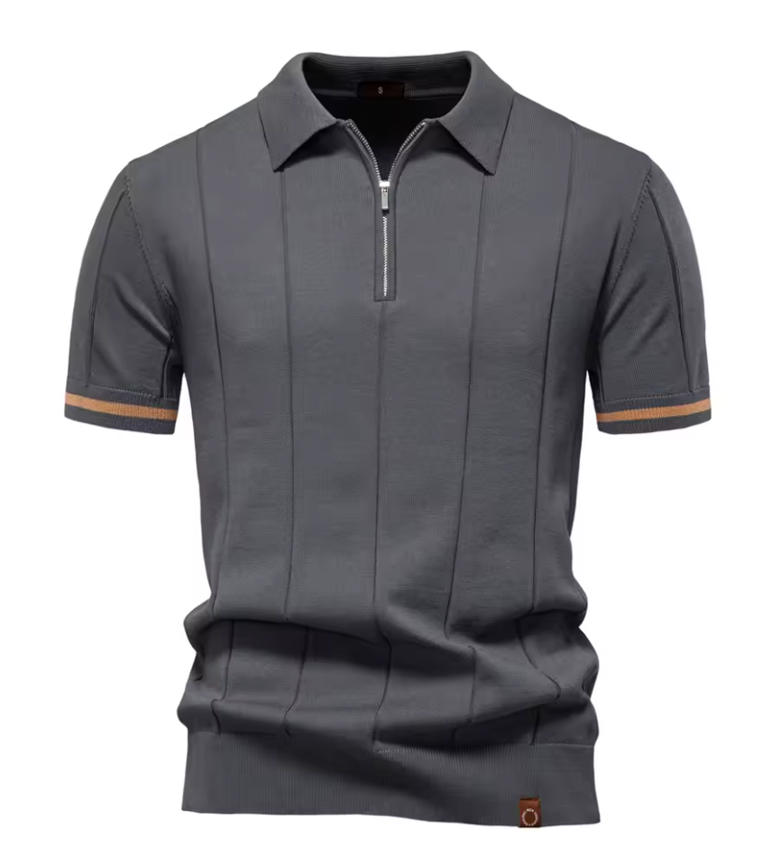 Privazz – Slim Fit Herenpolo met Rits – Minimalistische Stijl en Comfort voor Elke Gelegenheid