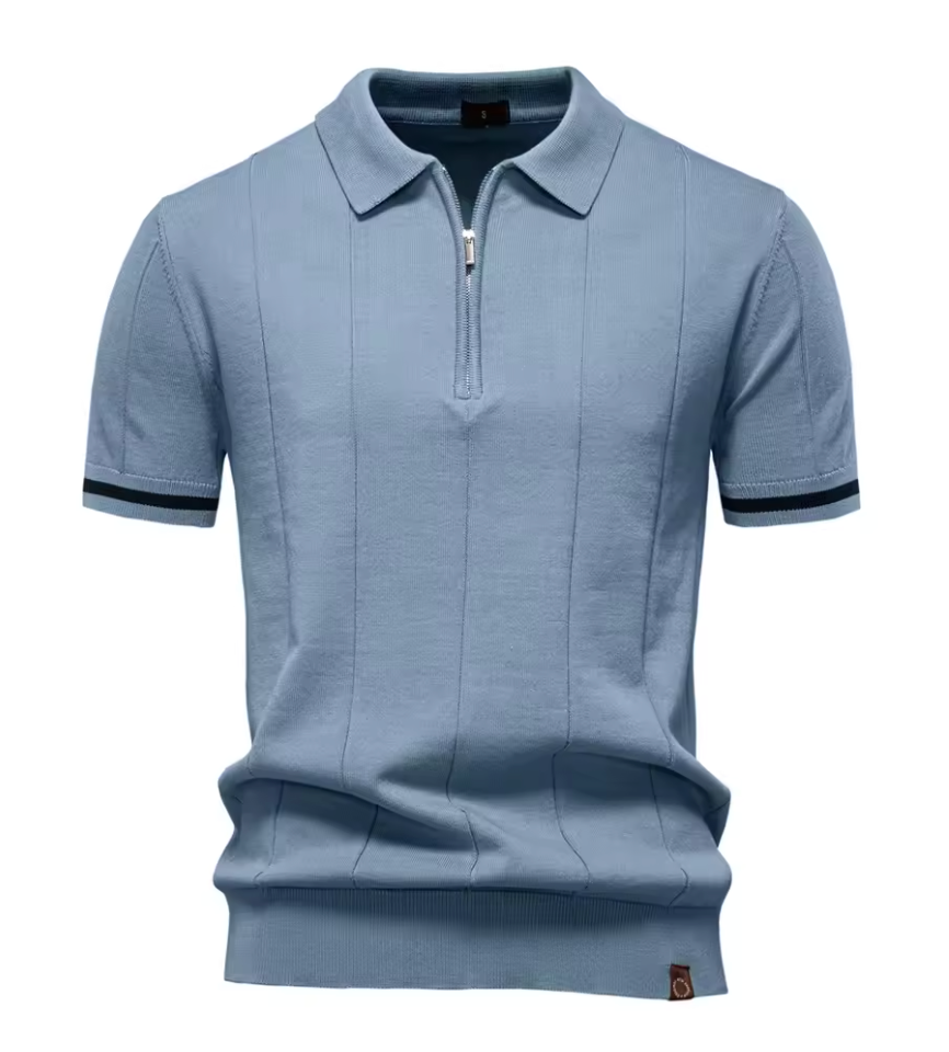 Privazz – Slim Fit Herenpolo met Rits – Minimalistische Stijl en Comfort voor Elke Gelegenheid