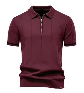 Privazz – Slim Fit Herenpolo met Rits – Minimalistische Stijl en Comfort voor Elke Gelegenheid