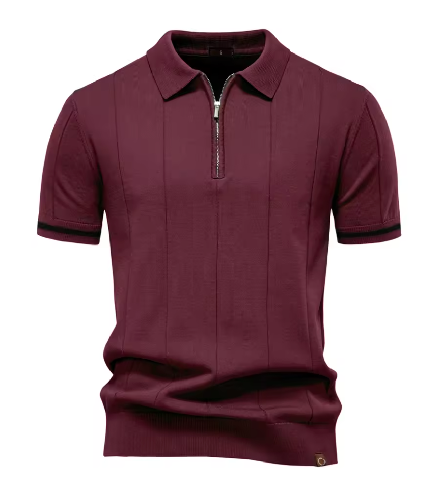Privazz – Slim Fit Herenpolo met Rits – Minimalistische Stijl en Comfort voor Elke Gelegenheid