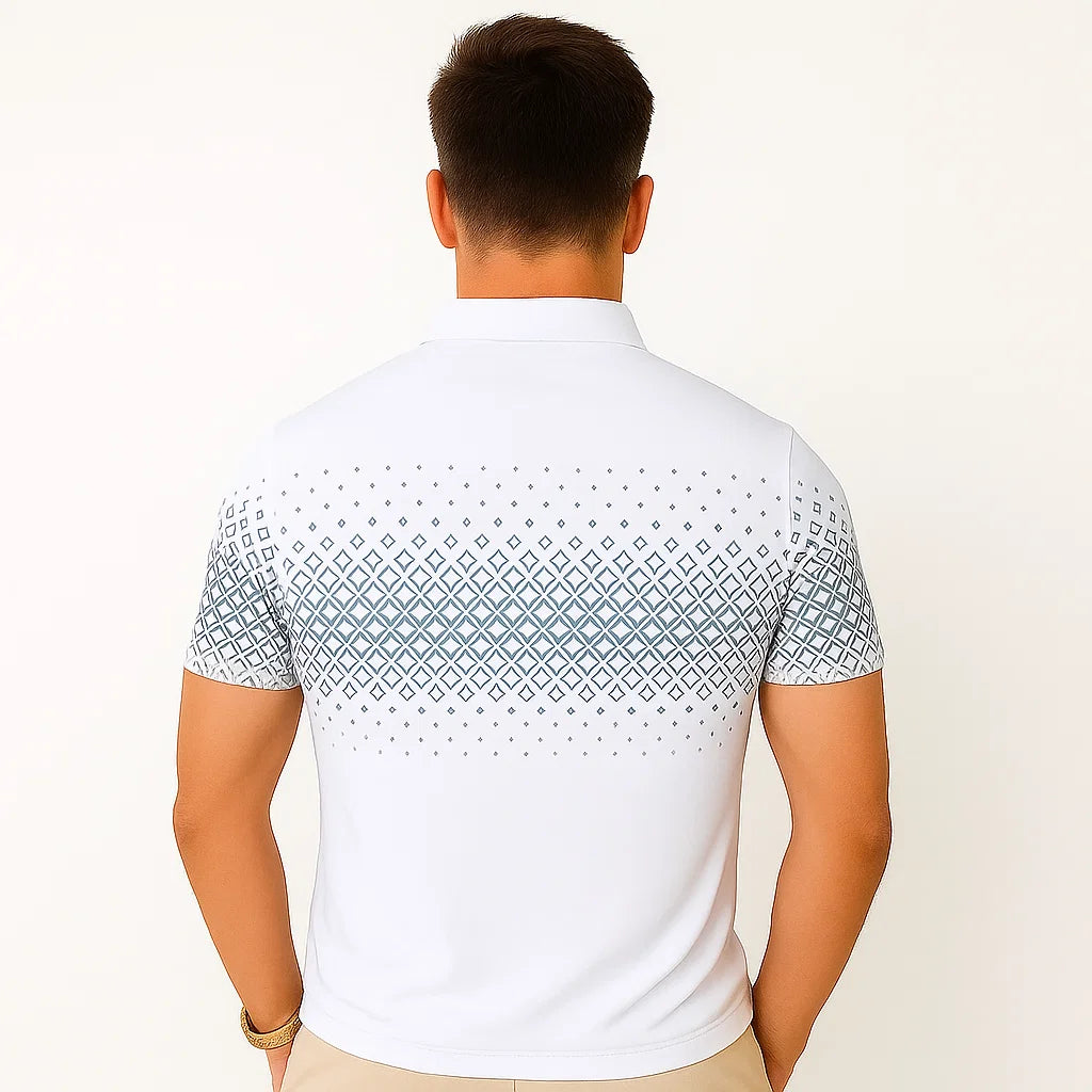 Privazz - Herenpolo met Geometrische Print en Rits – Stijlvol en Comfortabel voor Elke Dag