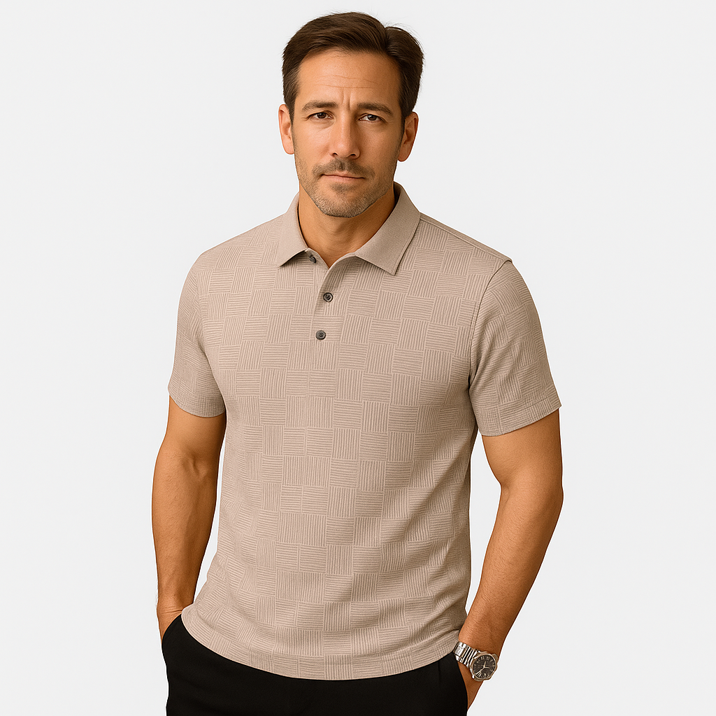 Privazz - Herenshirt met Geometrische Print en Textuurstof